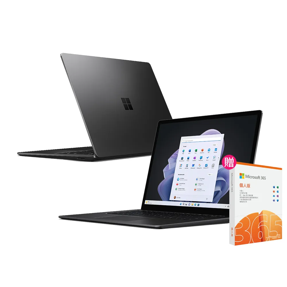 【Microsoft 微軟】微軟365個人版★13吋i5輕薄觸控筆電(Surface Laptop5/i5-1235U/8G/256G/W11-黑)