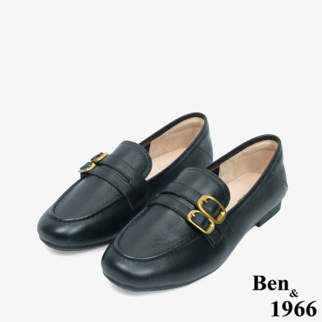 Ben&1966 高級頭層牛皮金屬雙釦舒適樂福鞋-24603
