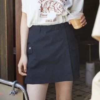 【Dickies】女款黑色純棉多口袋工裝設計寬鬆休閒褲裙｜DK013136BLK