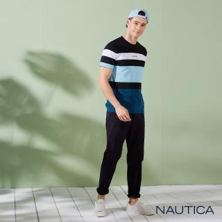 【NAUTICA】男裝 美式休閒彈性長褲(黑色)