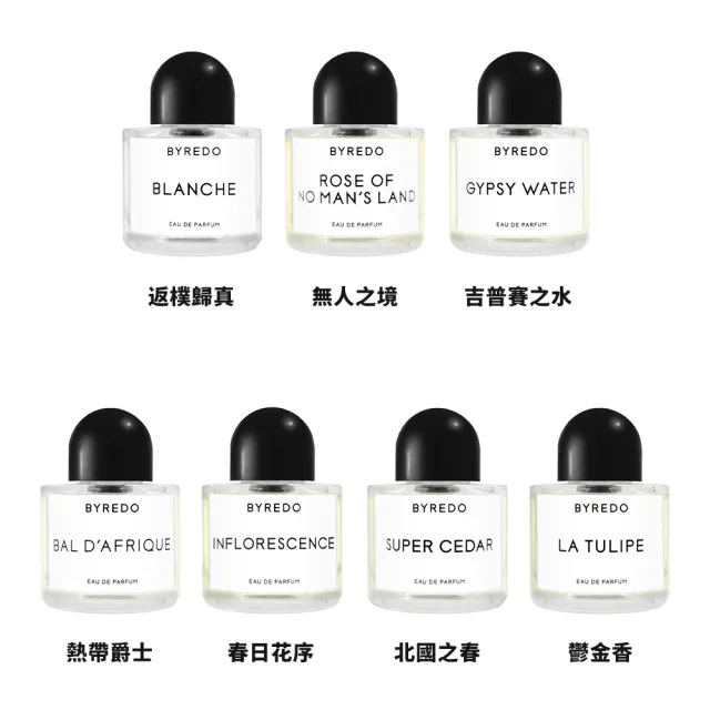 【BYREDO】淡香精 50ml(初生玫瑰/返璞歸真/吉普賽之水/懷舊書香/鬱金香/春日花序/末日荼蘼-國際航空版)