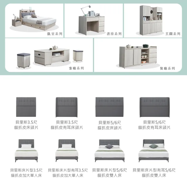 【時尚屋】[5V25]貝里斯3.5尺貓抓皮床頭片5V25-KL030(免運費/免組裝/臥室系列)