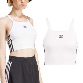 【adidas 愛迪達】3 S Crop Top 女款 白色 運動 慢跑 短版 三葉草 無袖 背心 IN8377