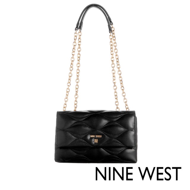 【NINE WEST】LEINI絎縫鍊帶肩背包-黑色(139521)