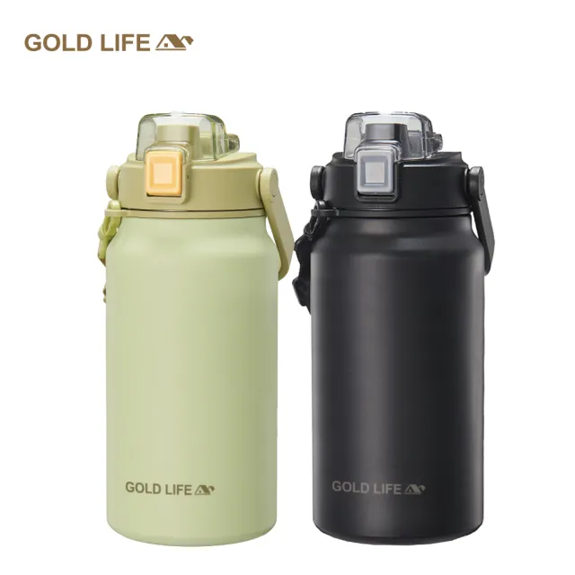 【GOLD LIFE】買一送一 316不鏽鋼超大容量雙飲保溫瓶1300ml(保冰 保溫 手機架 大容量 相伴瓶)