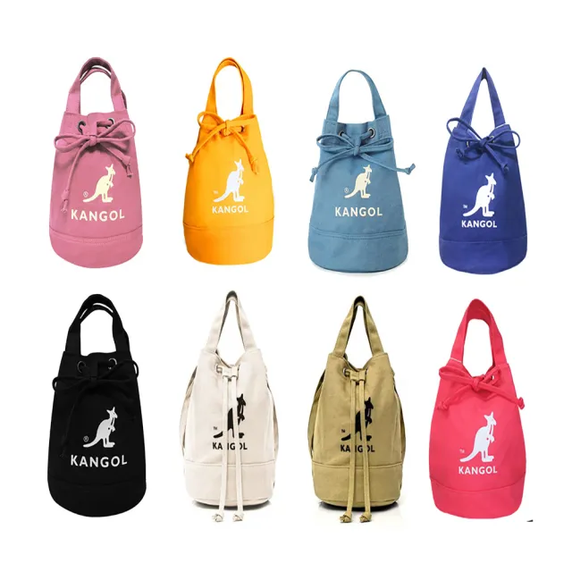 【KANGOL】水桶包 中容量 進口防水帆布材質 手提 肩背 斜側背 固定型 長背帶 束口型主袋 可刷洗