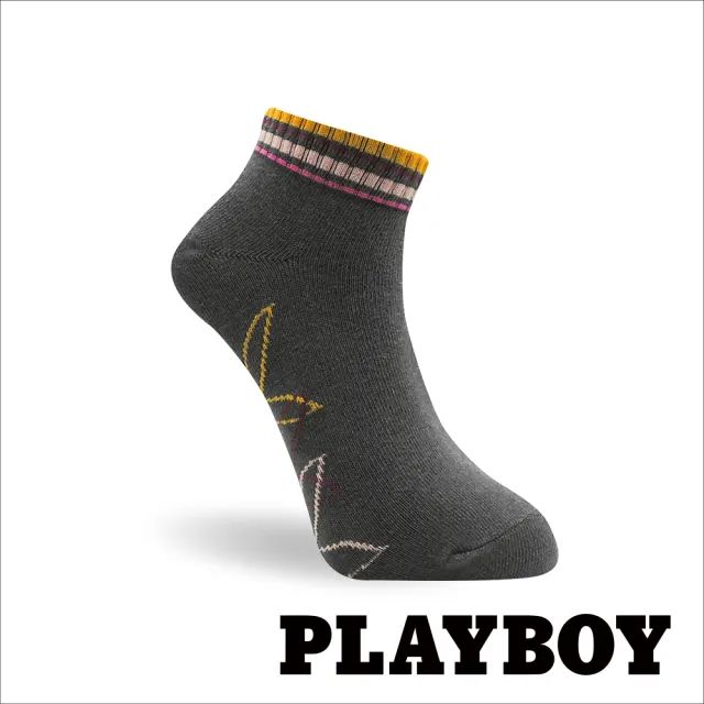 【PLAYBOY】8雙組三彩復古半兔消臭棉襪(女襪/短襪/學生襪/休閒襪)