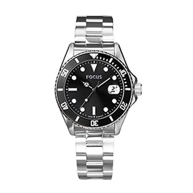 【FOCUS】Night Sky Eye Watch 夜空之眼系列腕錶-FC0002-88(黑圈黑面不鏽鋼帶/42mm)