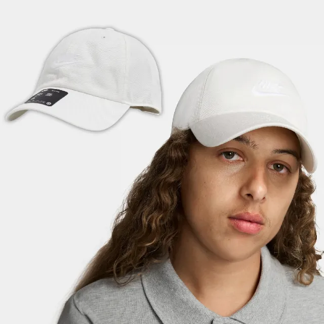 【NIKE 耐吉】棒球帽 Club Futura Baseball Cap 白 刺繡 可調帽圍 棉質 老帽 帽子(FB5368-133)