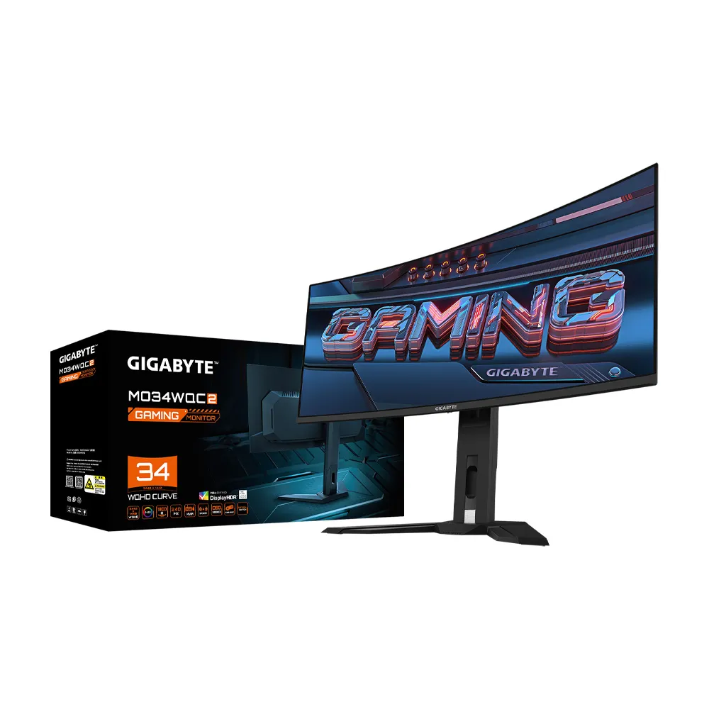 【GIGABYTE 技嘉】MO34WQC2 34型曲面電競螢幕(34型/WQHD/QD-OLED/240Hz/0.03ms/HDMI2.1/TYPE-C/KVM)