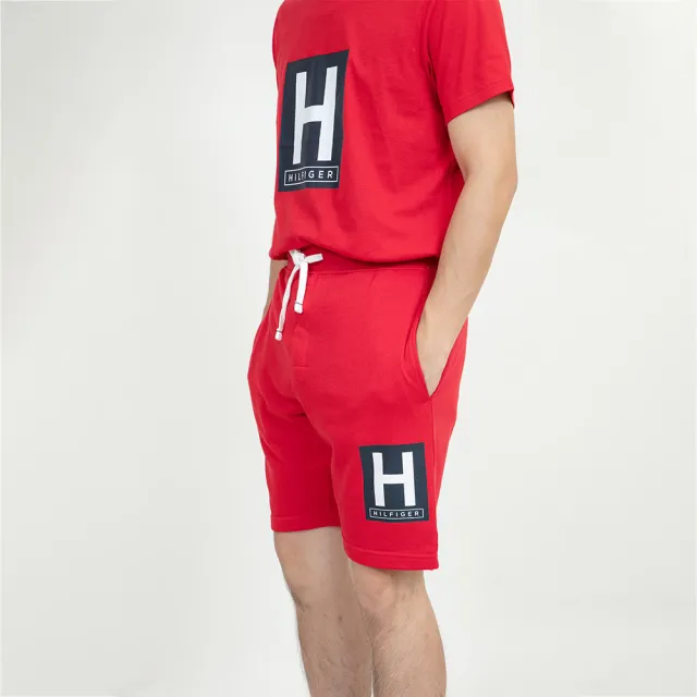 【Tommy Hilfiger】Tommy Hilfiger 方框設計 棉短褲 薄刷毛 大尺碼  湯米 短褲  鬆緊(短褲9031EW4)