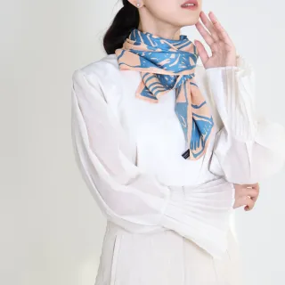 【BANNIES】水藍 尼泊爾手染拓印蠶絲方巾(親膚 蠶絲 領巾 絲巾)