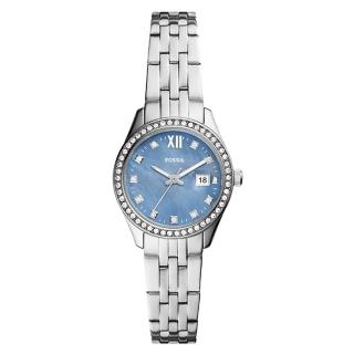 【FOSSIL】珍珠貝銀色不鏽鋼女士腕錶(ES5074)