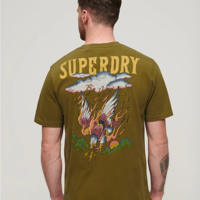 Superdry 男裝 短袖T恤 Tattoo Graphic Loose(綠)