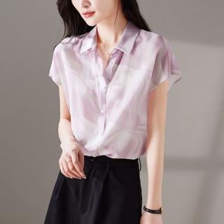 【Paiya 派亞】碎花短袖襯衣上衣夏季新款氣質襯衫女(M-3XL)