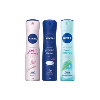 【NIVEA 妮維雅】止汗爽身噴霧150ml系列(珍珠煥采/舒敏/經典呵護)