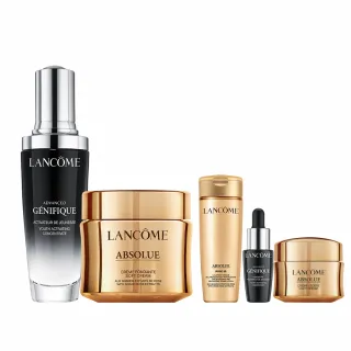 【蘭蔻】官方直營 頂級乳霜保養組(LANCOME/乳霜60ml+小黑瓶50ml/精華/乳霜)