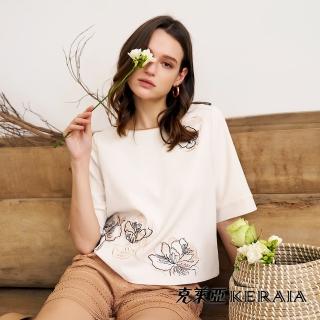 【KERAIA 克萊亞】鳶尾花語立體繡花短上衣