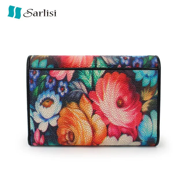 【Sarlisi】雙11 輕奢臻品珍珠魚皮短夾皮夾三折錢包