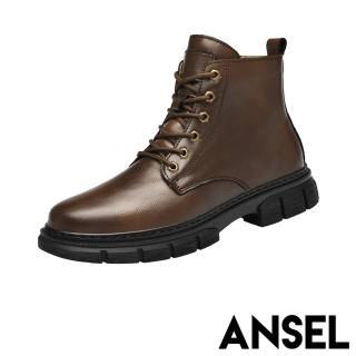 【ANSEL】真皮馬丁靴 繫帶馬丁靴/真皮時尚經典6孔繫帶百搭馬丁靴-男鞋(棕)