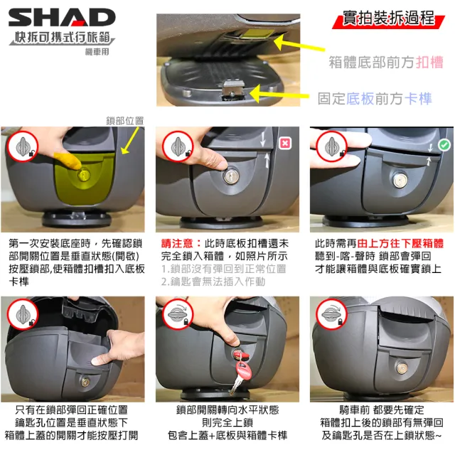 【SHAD】機車用 可攜式-快拆行旅箱SH33+減震墊S(原廠公司貨 SH33-31x43x42cm)