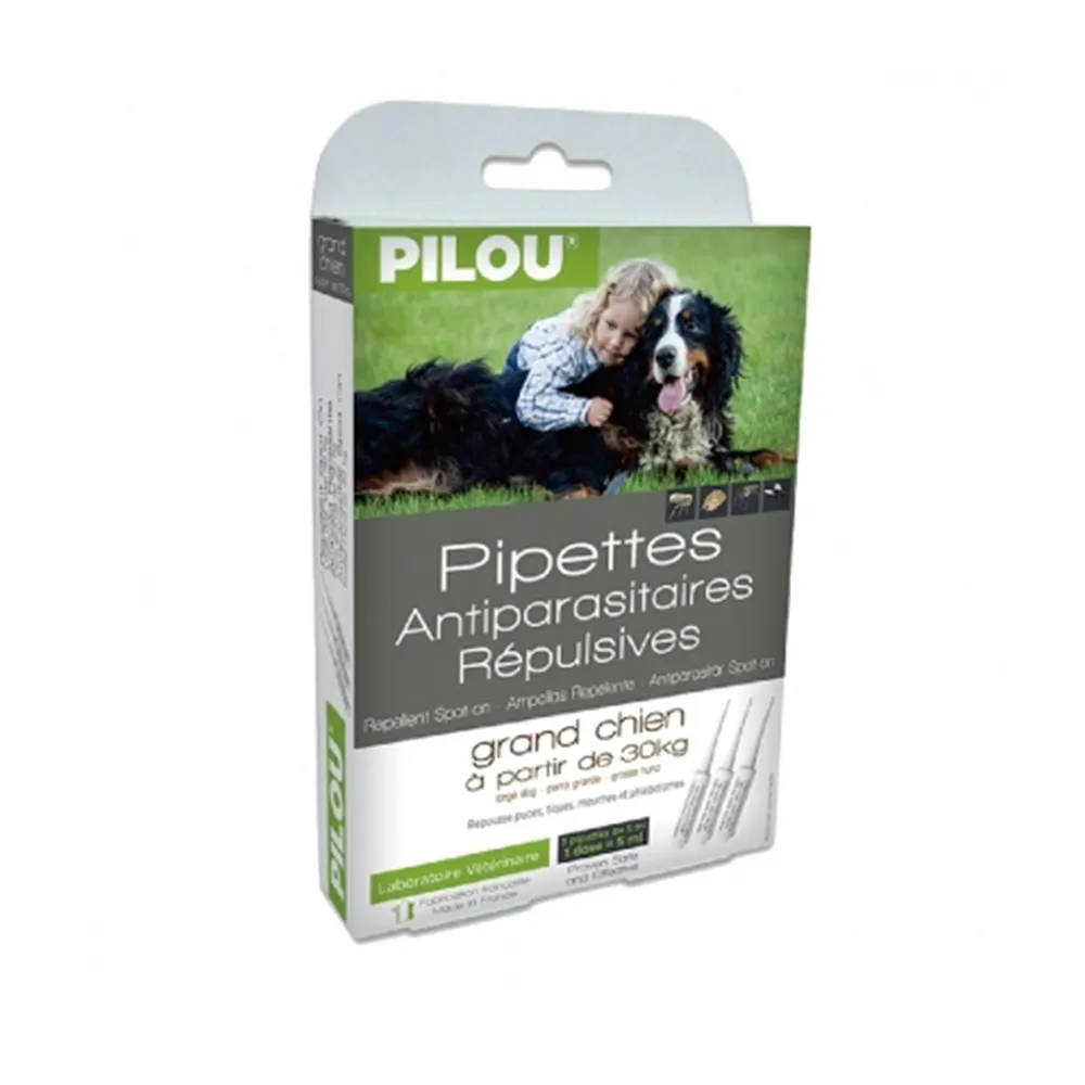 【Pilou 法國皮樂】第二代-非藥用除蚤蝨滴劑-大型犬用 兩盒組(3支各5ml)