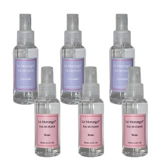 【La Morongo Co. 法國樂木美品】玫瑰花水+薰衣草水 120mL各3入組合包(保濕 補水 化妝水 滋潤型)