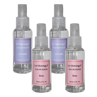 【La Morongo Co. 法國樂木美品】玫瑰花水+薰衣草水 120mL各2入組合包(保濕 補水 化妝水 滋潤型)