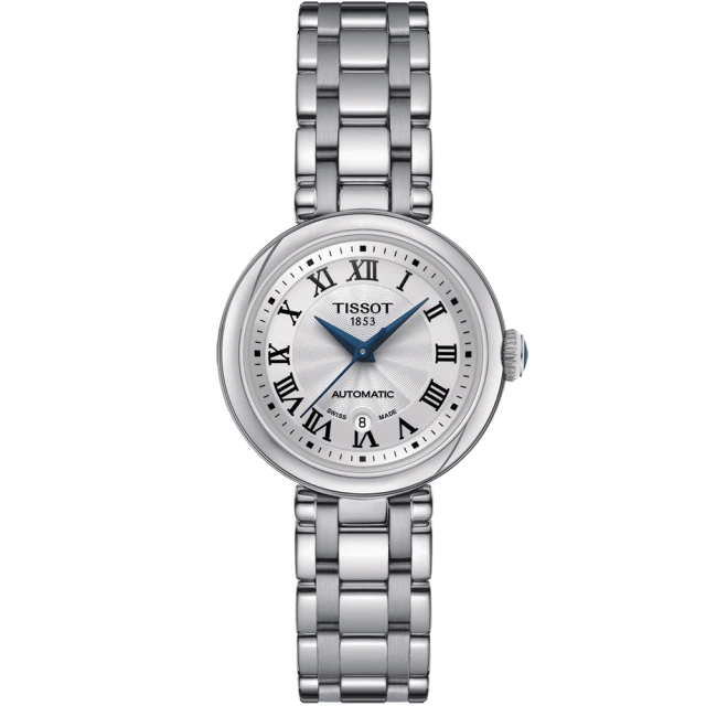 TISSOT 天梭 官方授權 BELLISSIMA 羅馬時標機械女錶-29mm 禮物(T1262071101300)