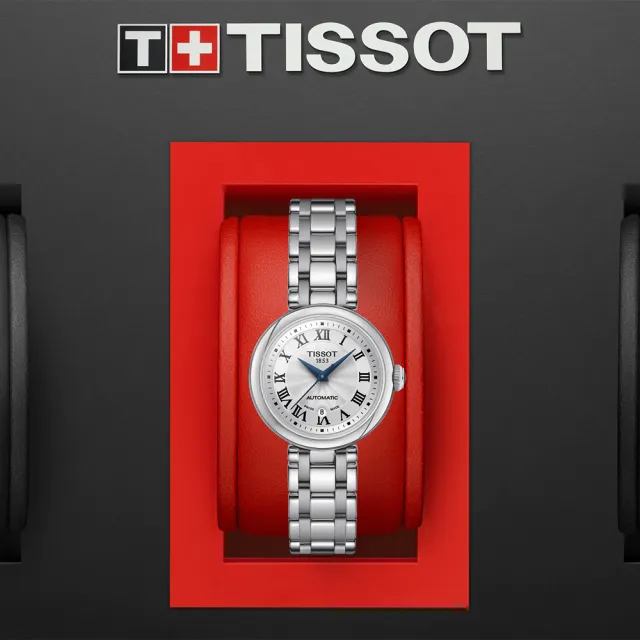 【TISSOT 天梭 官方授權】BELLISSIMA 羅馬時標機械女錶-29mm  禮物(T1262071101300)
