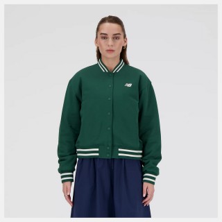 【NEW BALANCE】 NB 棒球外套 女 棒球外套 鋪棉 夾克 運動 休閒 綠色 美規(WJ41509NWG-F)