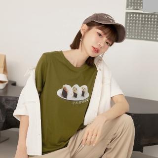 【OB 嚴選】咖啡廳家族棉質飯糰相片印短袖上衣 《IG0042》