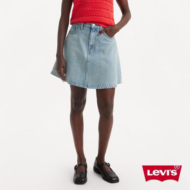 【LEVIS 官方旗艦】女款 膝上丹寧牛仔短裙 熱賣單品 A8725-0001