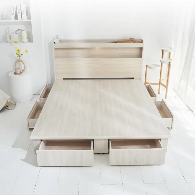 【藤原傢俬】第二代新6抽屜雙人加大6尺木芯板床架床底(不含床墊/床頭)