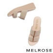 【MELROSE】美樂斯 夏日輕旅 清新寬版彈力繫帶楔型厚底拖鞋(米)