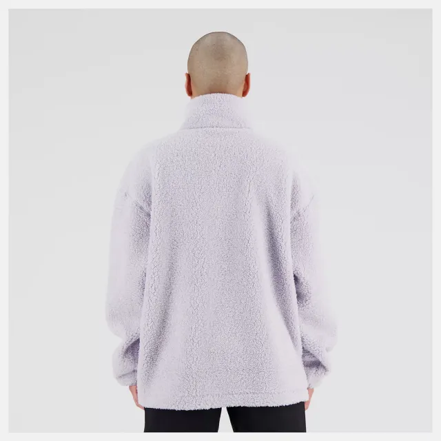 【NEW BALANCE】NB 外套 羊羔絨 長袖上衣 刷毛 保暖 機能 快乾 排汗 運動 V領 女 紫色 美規(WT33118GRV-F)