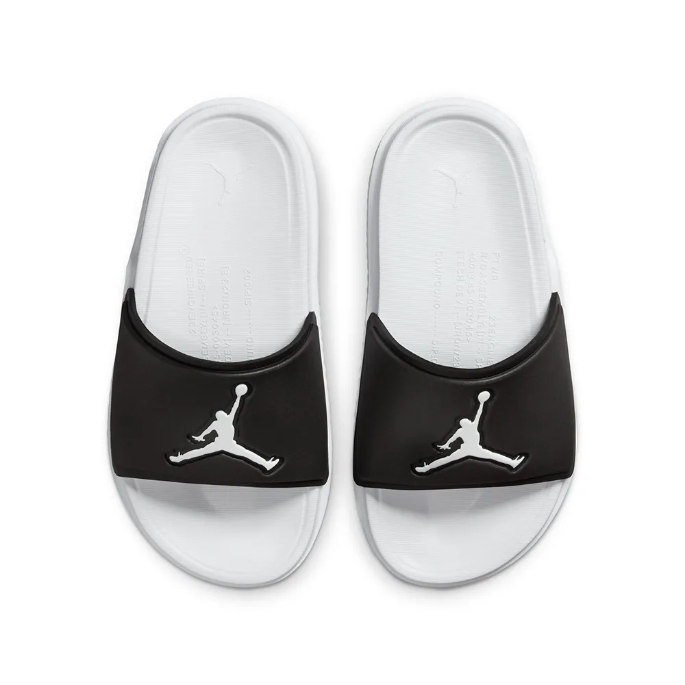 【NIKE 耐吉】拖鞋 女鞋 大童 運動 喬丹 JORDAN JUMPMAN SLIDE GS 白黑 FQ1597-010