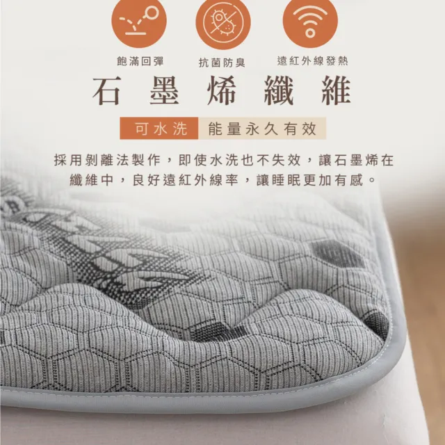 【Jindachi 金大器】雙人5尺-天絲石墨烯保暖墊(3M吸濕排汗 遠紅外線 台灣製造)