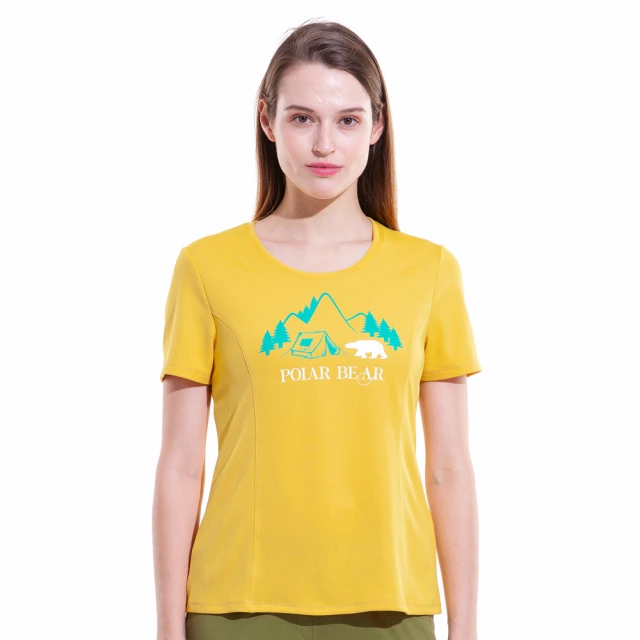 POLAR BEAR 北極熊 女吸濕排汗網眼印花T恤-芥黃(24T01)
