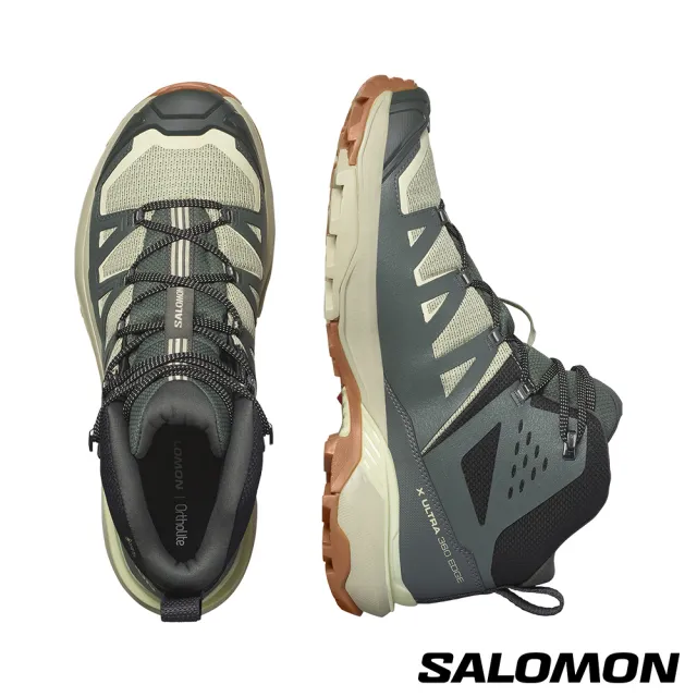 【salomon官方直營】男 X ULTRA 360 EDGE Goretex 中筒登山鞋(綠/綠/黃)