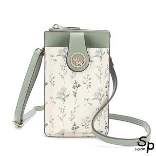 【Sp house】小清新田園花卉女士側肩斜背手機包(5色可選)