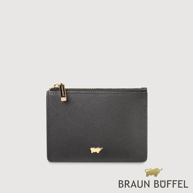 BRAUN BUFFEL 德國小金牛 台灣總代理 城市-A 拉鍊零錢包-黑色(BF841-163-BK)