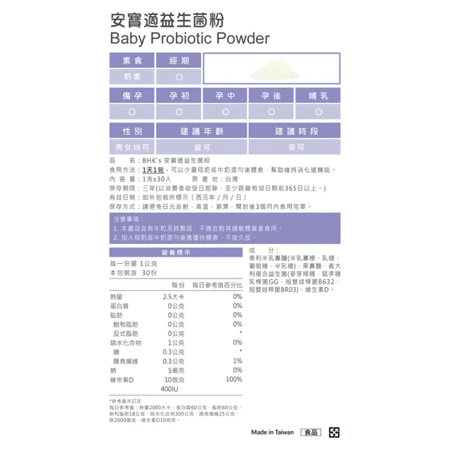 【BHK’s】安寶適益生菌粉(1g/包；30包/盒)