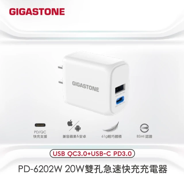 PD∕QC3.0 20W雙孔快充充電器