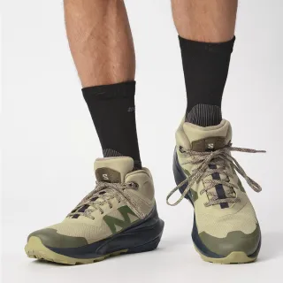 【salomon官方直營】男 ELIXIR ACTIV Goretex 中筒登山鞋(岩綠/碳藍/灰)