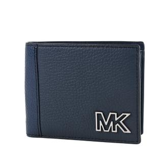 【Michael Kors】男款 鏤空LOGO荔枝紋零錢袋短夾-海軍藍