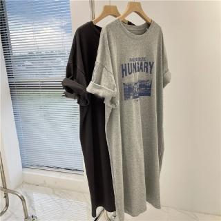 【Amirr 艾米爾】★棉質圓領運動長款連身裙(女上衣/短袖/休閒)