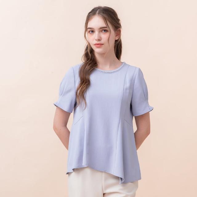 【perng yuh 芃諭名品】簡約氣質 不對稱剪裁 厚雪紡上衣(2024 SS Collection｜3A春夏系列)