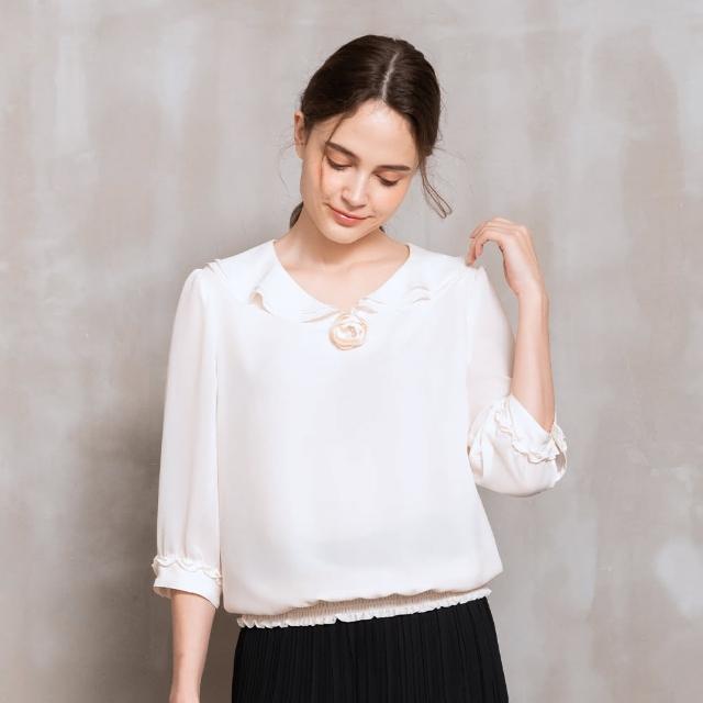 【perng yuh 芃諭名品】春感微柔 雙層領 雪紡上衣(2024 SS Collection｜3A春夏系列)
