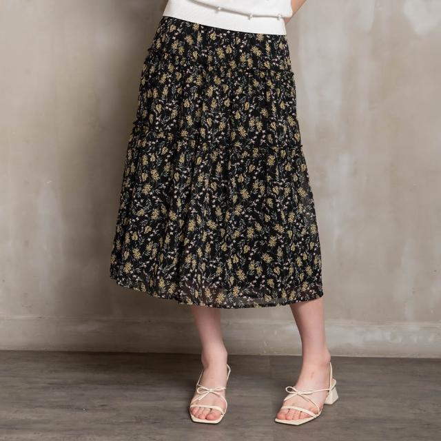 【perng yuh 芃諭名品】飄柔花影 雪紡層次 中長裙(2024 SS Collection｜3A春夏系列)